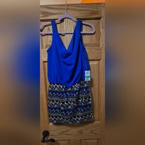 As U Wish Large Blue and Gold Sequined Dress